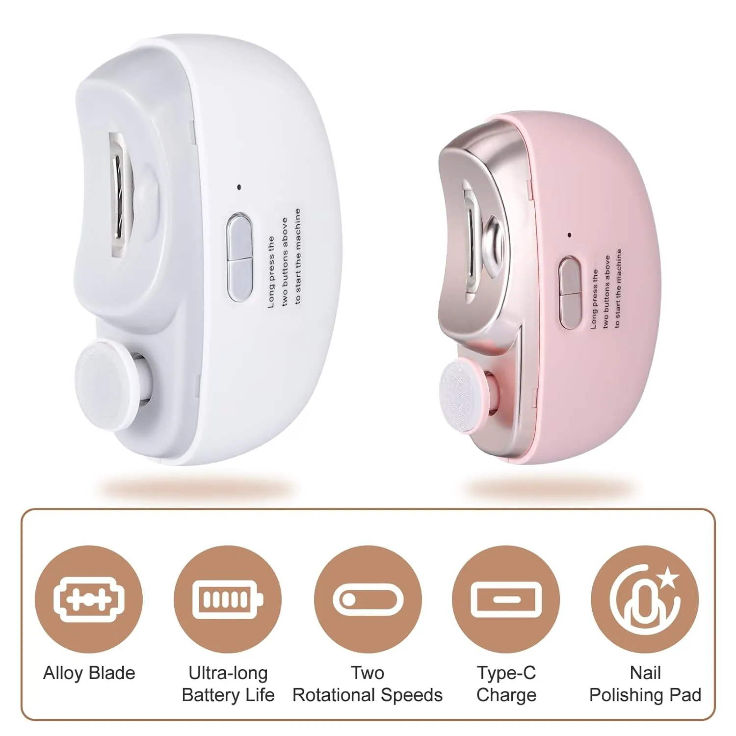 3 in 1 Electric Nail Clippers for Adults, Automatic Nail Grinder for Women Electric Nail Trimmer with Nail File Nail Buffer, Electric Toenail Clippers for Adults with Light Father's Day Gifts(White)