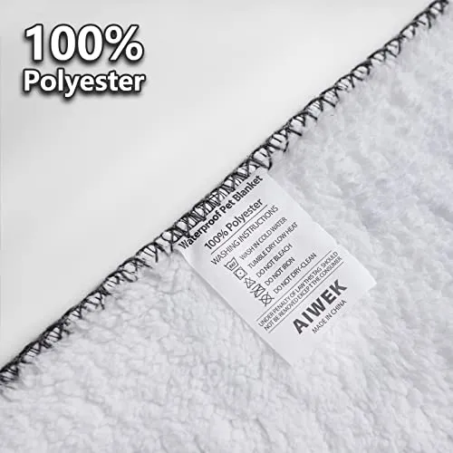 AIWEK Waterproof Dog Blanket, Pattern Printing Super Soft Warm Fluffy Facecloth Sofa Car Bed Protector, Urine Proof Washable Outdoor Pet Blanket for Puppy Large Dogs & Cats(paw & Bone60*50)