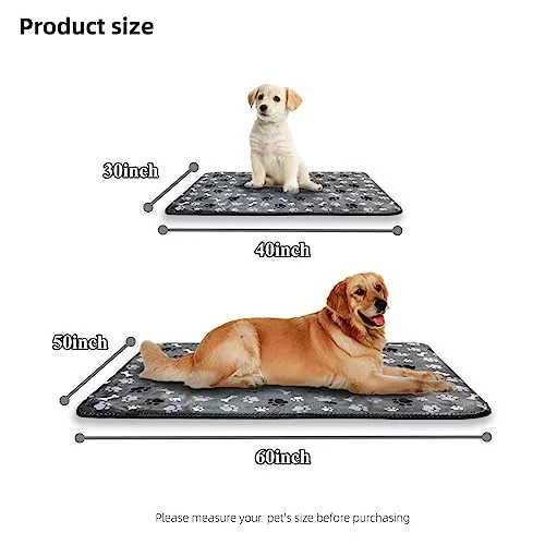 AIWEK Waterproof Dog Blanket, Pattern Printing Super Soft Warm Fluffy Facecloth Sofa Car Bed Protector, Urine Proof Washable Outdoor Pet Blanket for Puppy Large Dogs & Cats(paw & Bone60*50)