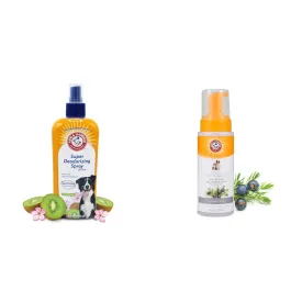 Arm & Hammer for Pets Super Deodorizing Spray, 8 Fl Oz - 2 Pack & Ultra Fresh No Rinse Deodorizing Foam for Dogs, Juniper Mist, 8 Oz | Waterless Dog Shampoo