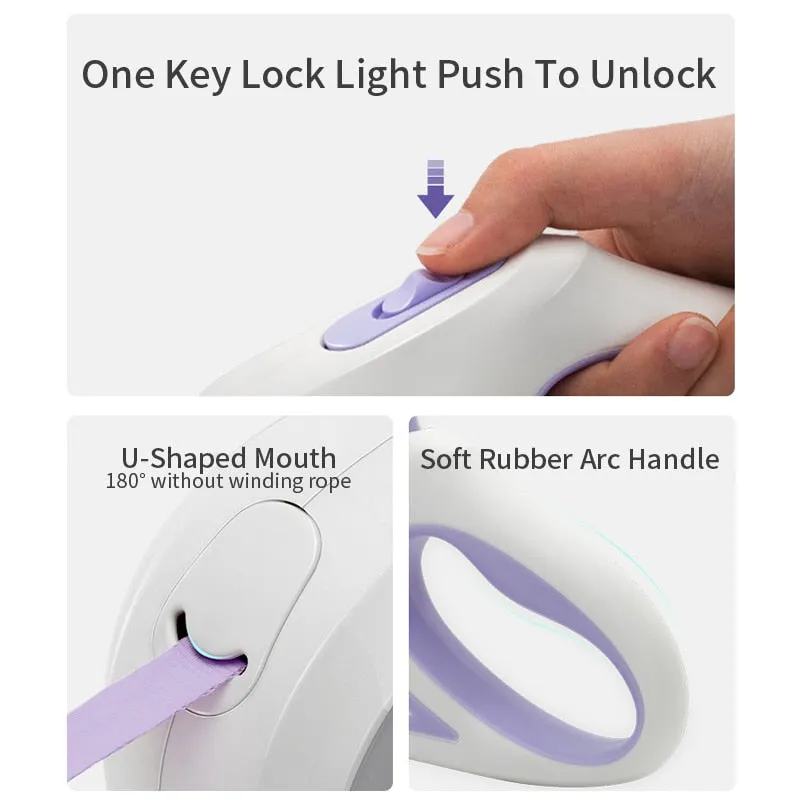 Automatic Retractable Light-up Dog Leash with built in flashlight