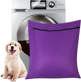 AUXSOUL 1 Pack Pet Laundry Bag,Stops Pet Hair Blocking The Washing Machine,Big Size Wash Bag Ideal for Dog Cat Horse,Hair Remover Safely,25.8 27.8(65 X 70cm)(Purple)