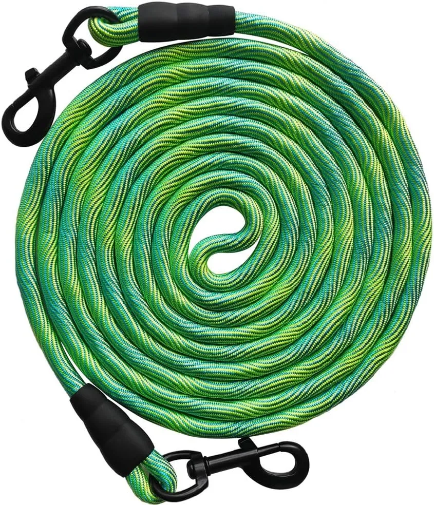 BTINESFUL 8ft 12ft 20ft 30ft 50ft 75ft Dog Tie-Out Long Tether Rope Leash, Outdoor Yard Leash- Large Medium Small Dogs Training, Playing, Camping, Backyard