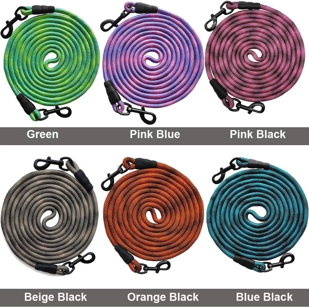 BTINESFUL 8ft 12ft 20ft 30ft 50ft 75ft Dog Tie-Out Long Tether Rope Leash, Outdoor Yard Leash- Large Medium Small Dogs Training, Playing, Camping, Backyard