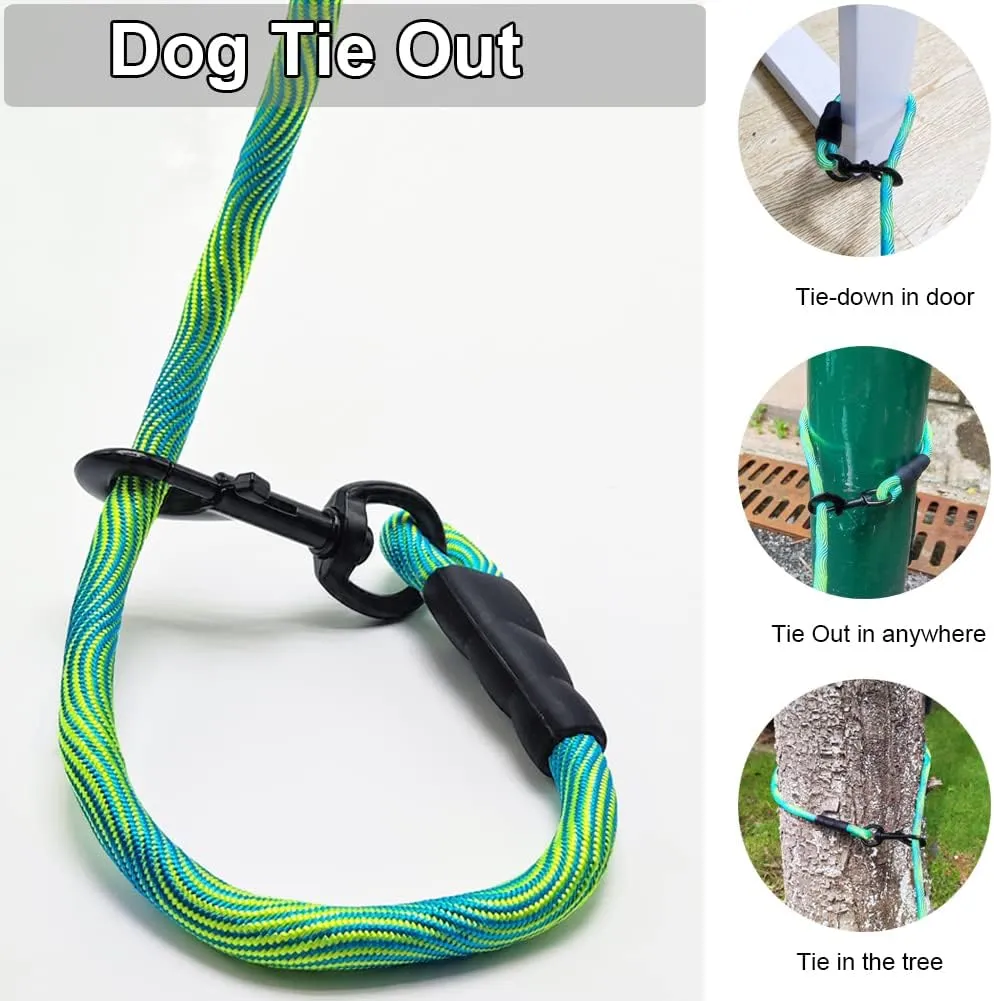 BTINESFUL 8ft 12ft 20ft 30ft 50ft 75ft Dog Tie-Out Long Tether Rope Leash, Outdoor Yard Leash- Large Medium Small Dogs Training, Playing, Camping, Backyard