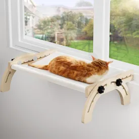 Cat Perch for Window XiaZ Cats Hammock Indoor Cat Bed for Window Wall Shelves Adjustable 50LB Bearing Wooden Frame W/Detachable Washable Cushion Perfect for Bird Watching Sunbathing S 19 * 16 * 8in