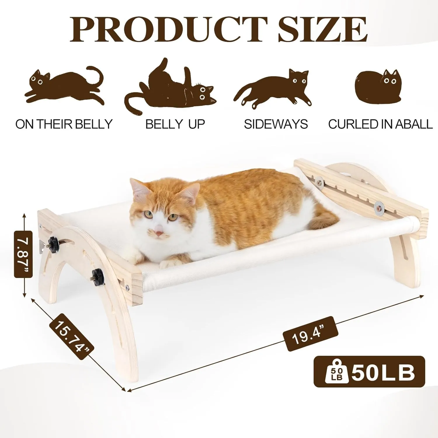 Cat Perch for Window XiaZ Cats Hammock Indoor Cat Bed for Window Wall Shelves Adjustable 50LB Bearing Wooden Frame W/Detachable Washable Cushion Perfect for Bird Watching Sunbathing S 19 * 16 * 8in