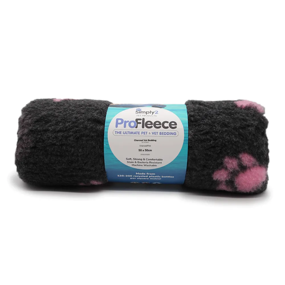 Charcoal paw print pet bedding by ProFleece - cut pieces