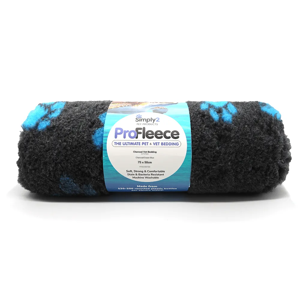 Charcoal paw print pet bedding by ProFleece - cut pieces