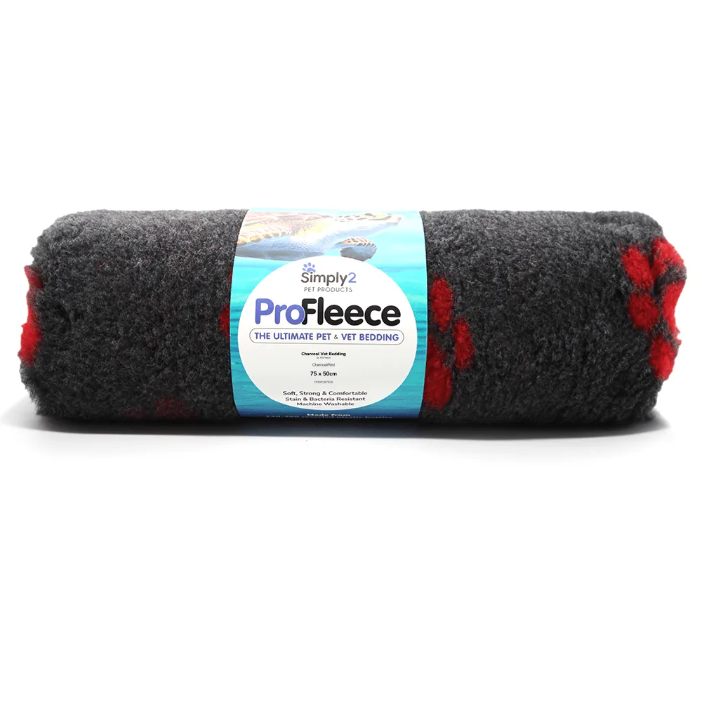 Charcoal paw print pet bedding by ProFleece - cut pieces