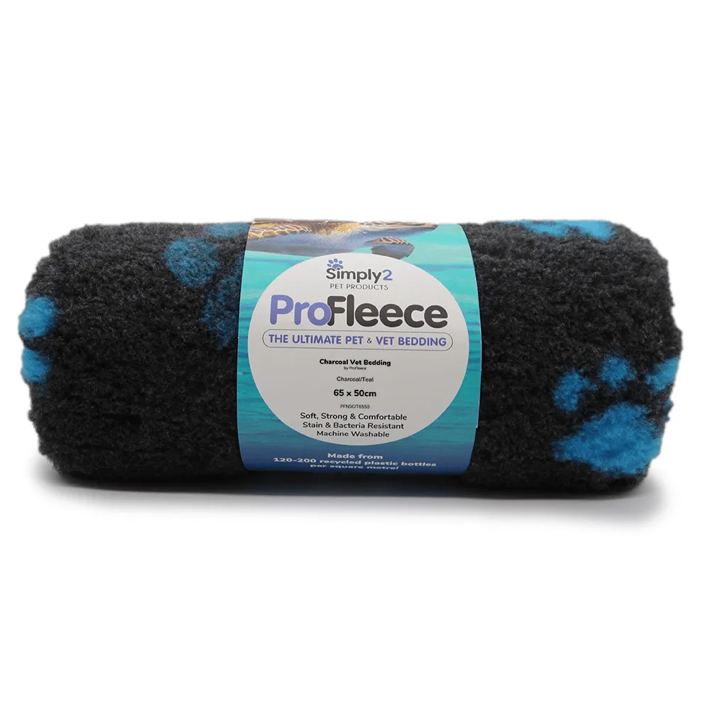 Charcoal paw print pet bedding by ProFleece - cut pieces