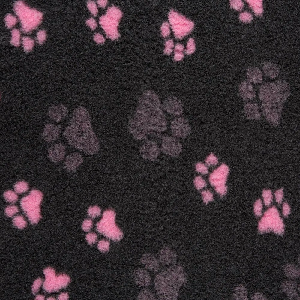 Charcoal paw print pet bedding by ProFleece - cut pieces