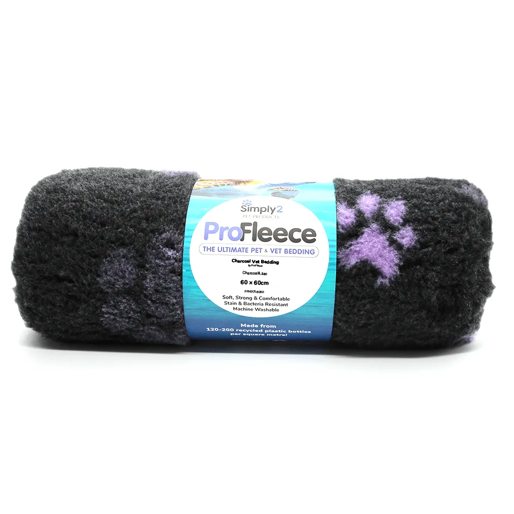 Charcoal paw print pet bedding by ProFleece - cut pieces