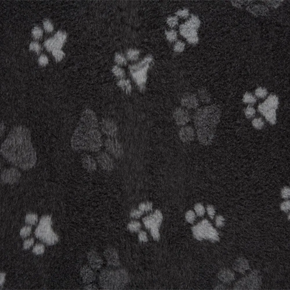Charcoal paw print pet bedding by ProFleece - cut pieces