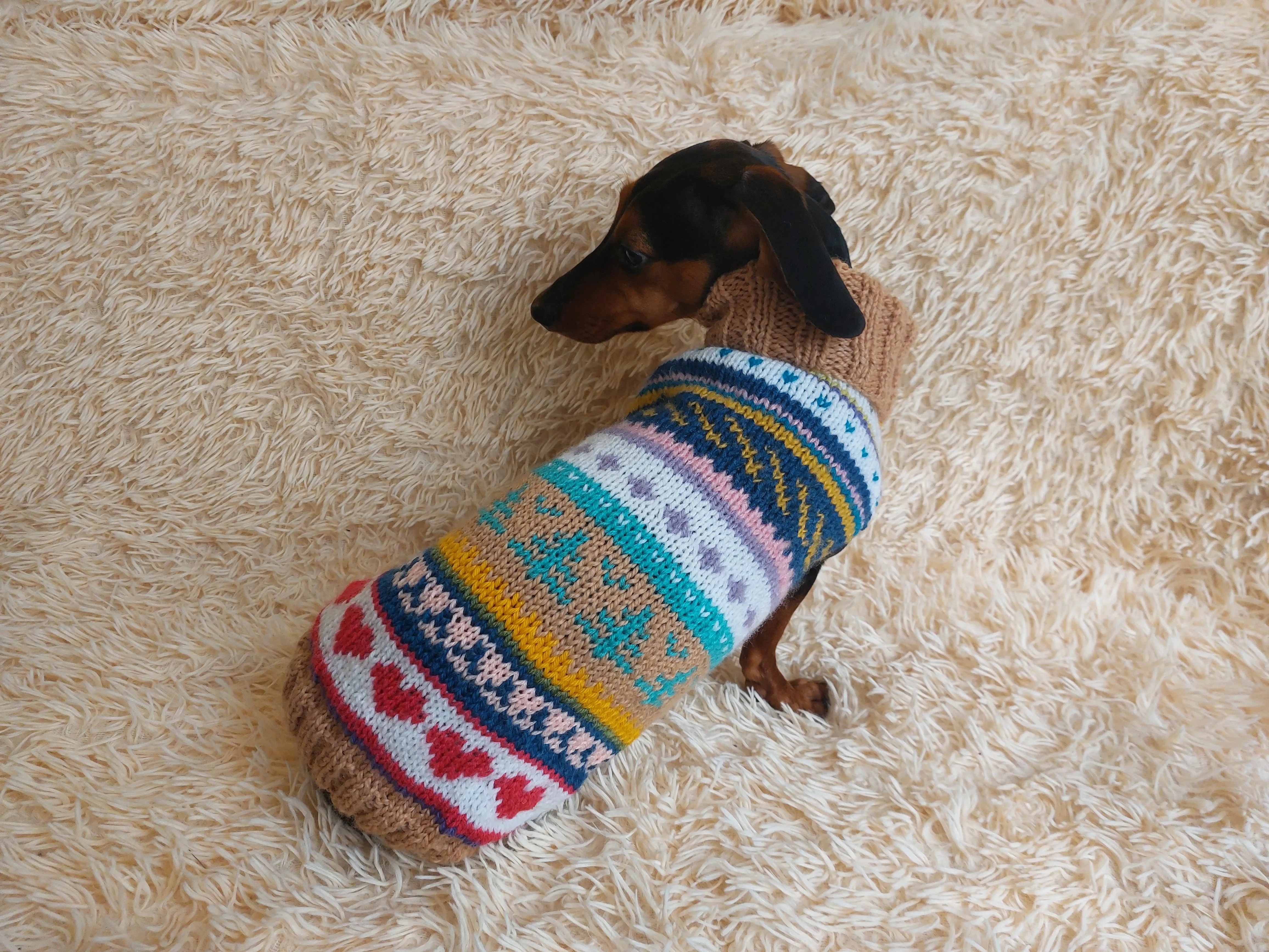 Christmas Jacquard Pet Sweater,Jacquard Jumper Heart Christmas Trees for Dogs