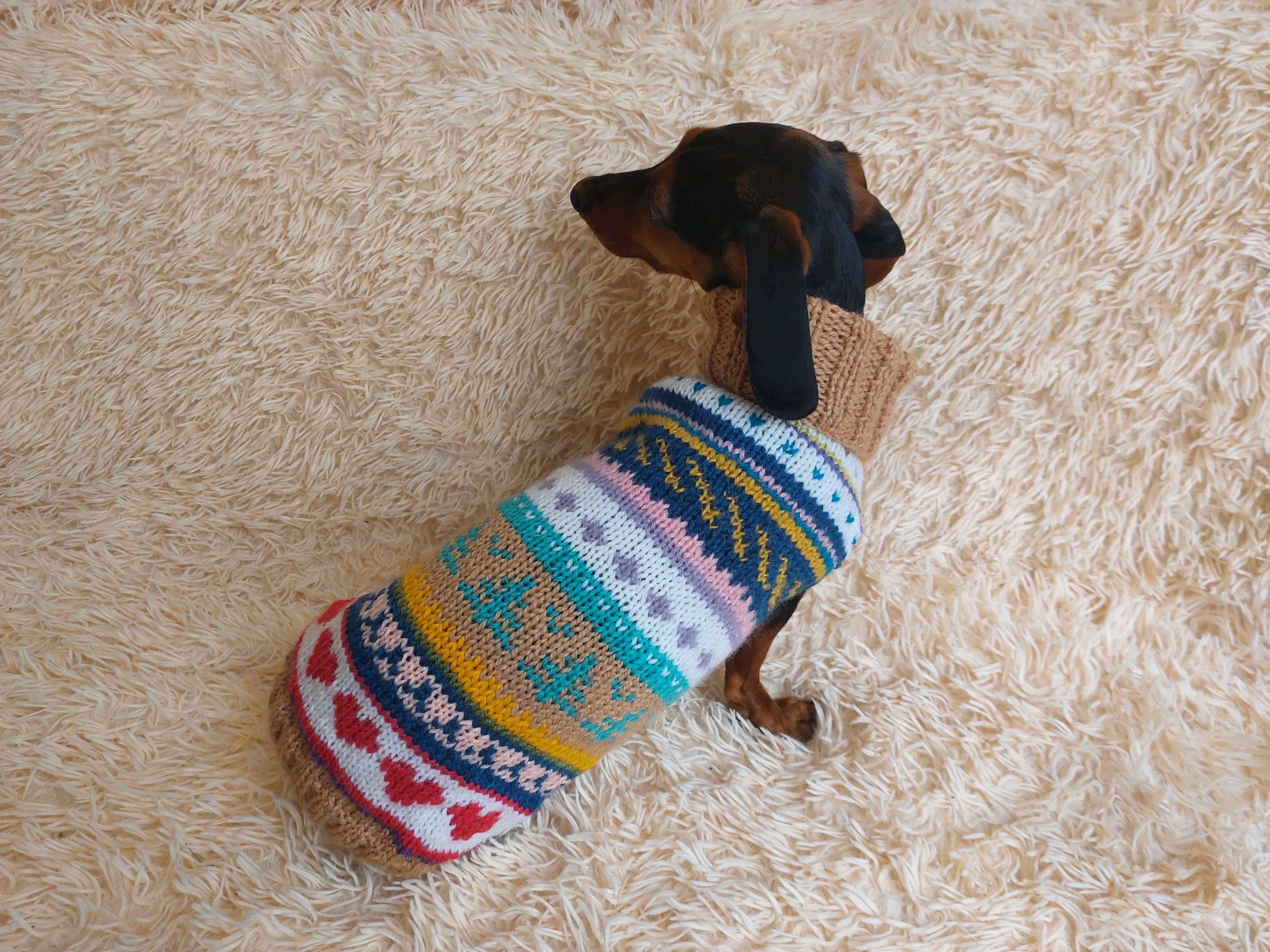 Christmas Jacquard Pet Sweater,Jacquard Jumper Heart Christmas Trees for Dogs
