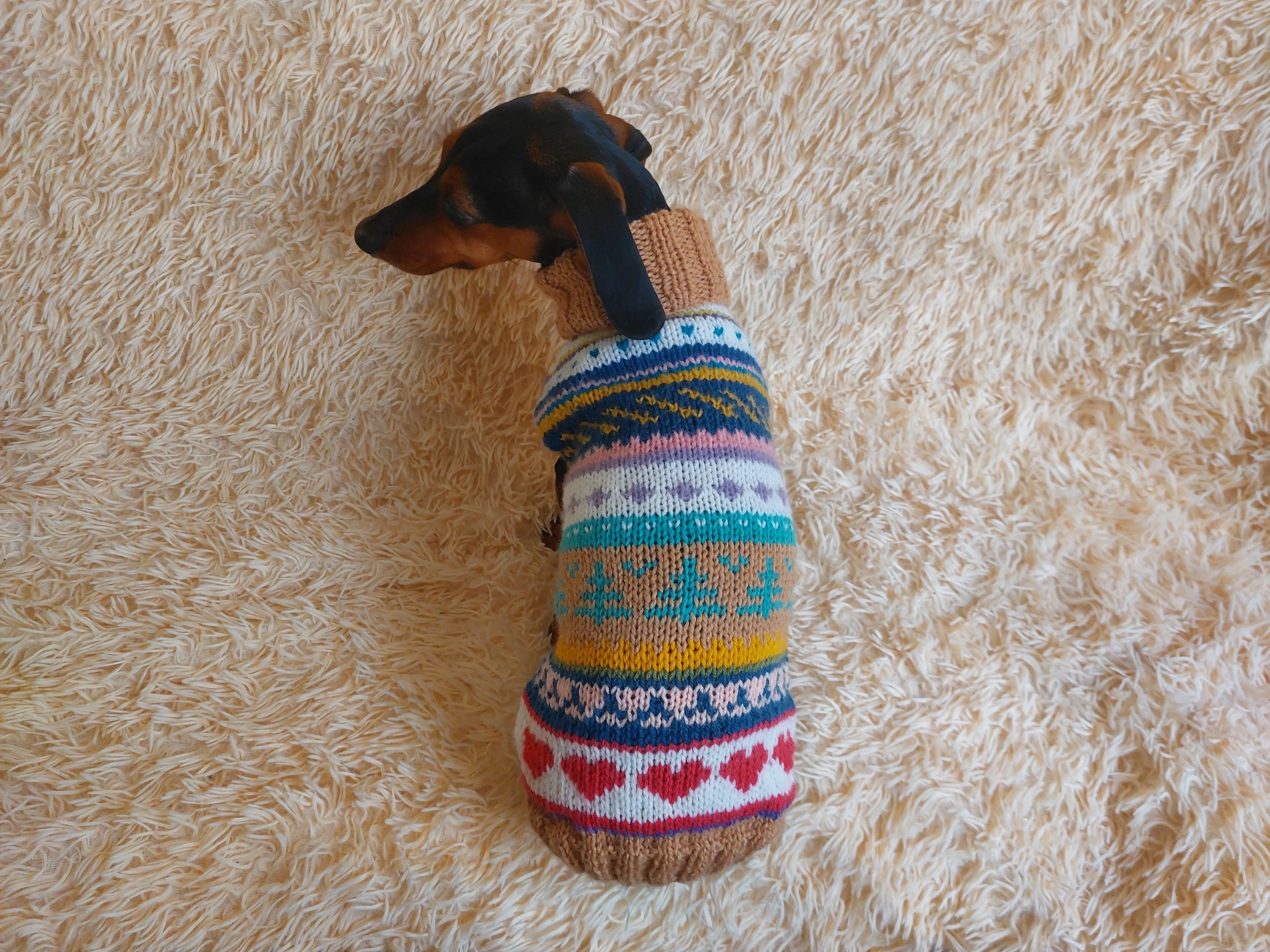 Christmas Jacquard Pet Sweater,Jacquard Jumper Heart Christmas Trees for Dogs