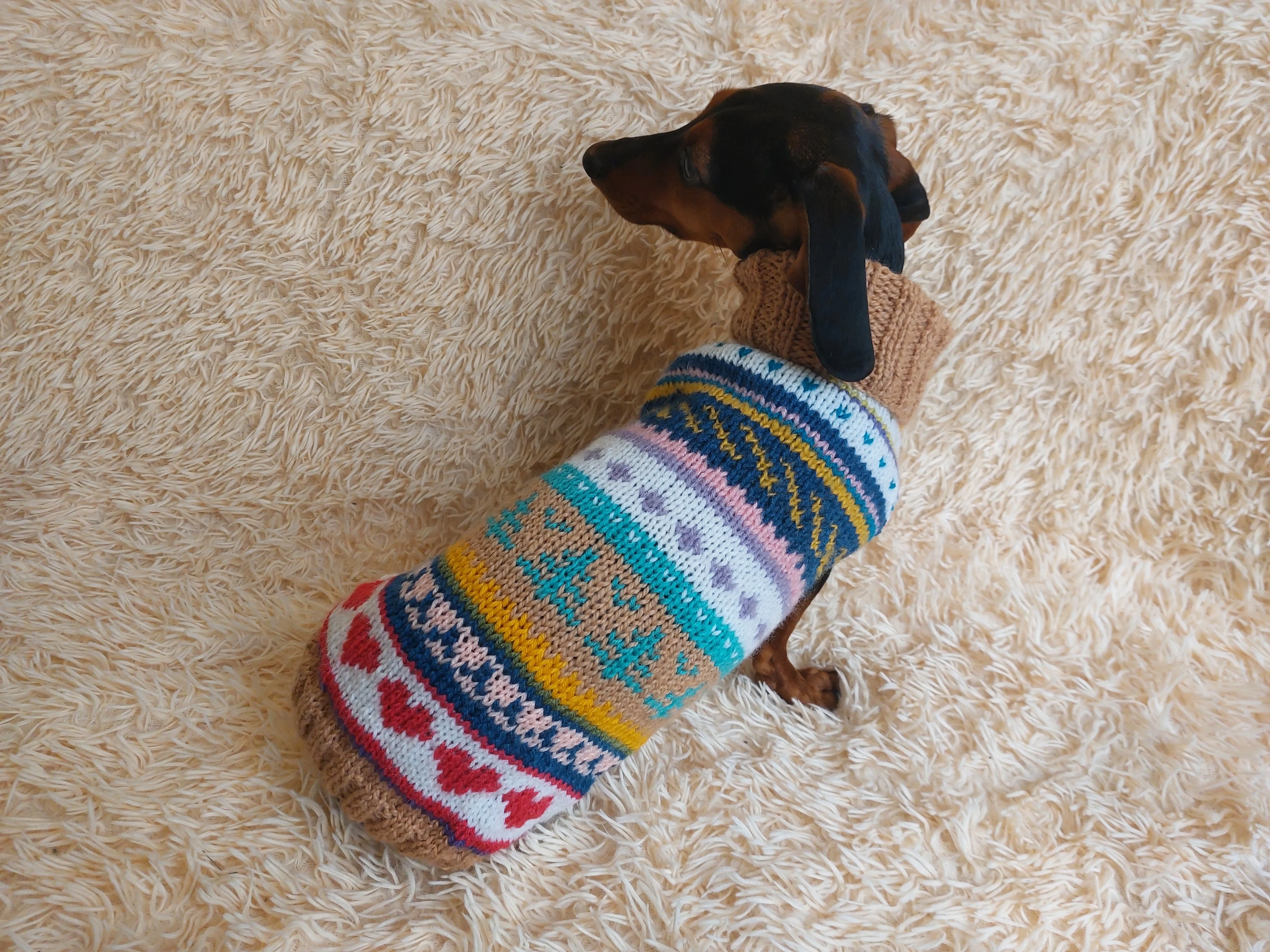 Christmas Jacquard Pet Sweater,Jacquard Jumper Heart Christmas Trees for Dogs