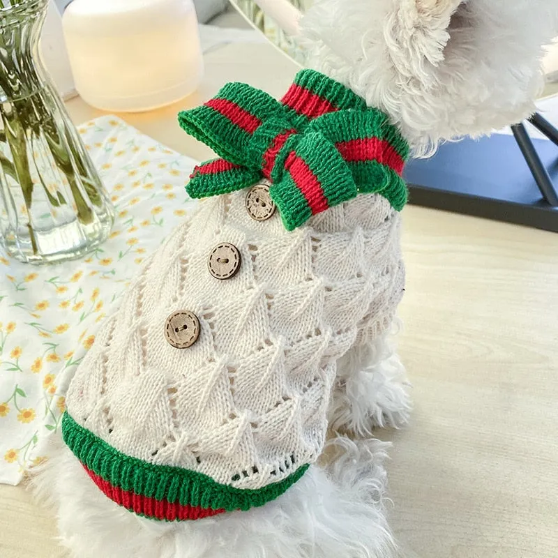 Classic Dog Winter Sweater with Tie