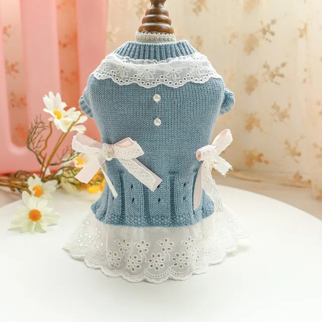Classic Dog Winter Sweater with Tie