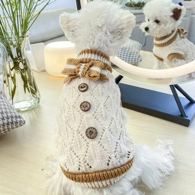 Classic Dog Winter Sweater with Tie