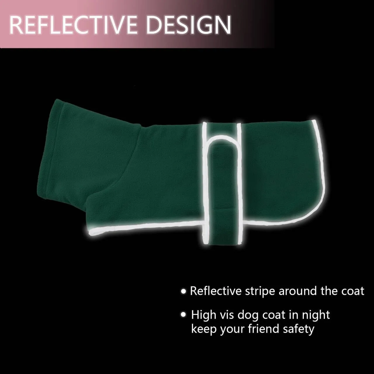 Dachshund Coats Sausage Dog Fleece Coat in Winter Miniature Dachshund Clothes with Hook and Loop Closure and high vis Reflective Trim Safety - Green - M