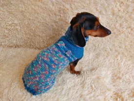 Dachshund Dog Pet Outfit Warm Rainbow Jumper With Flowers
