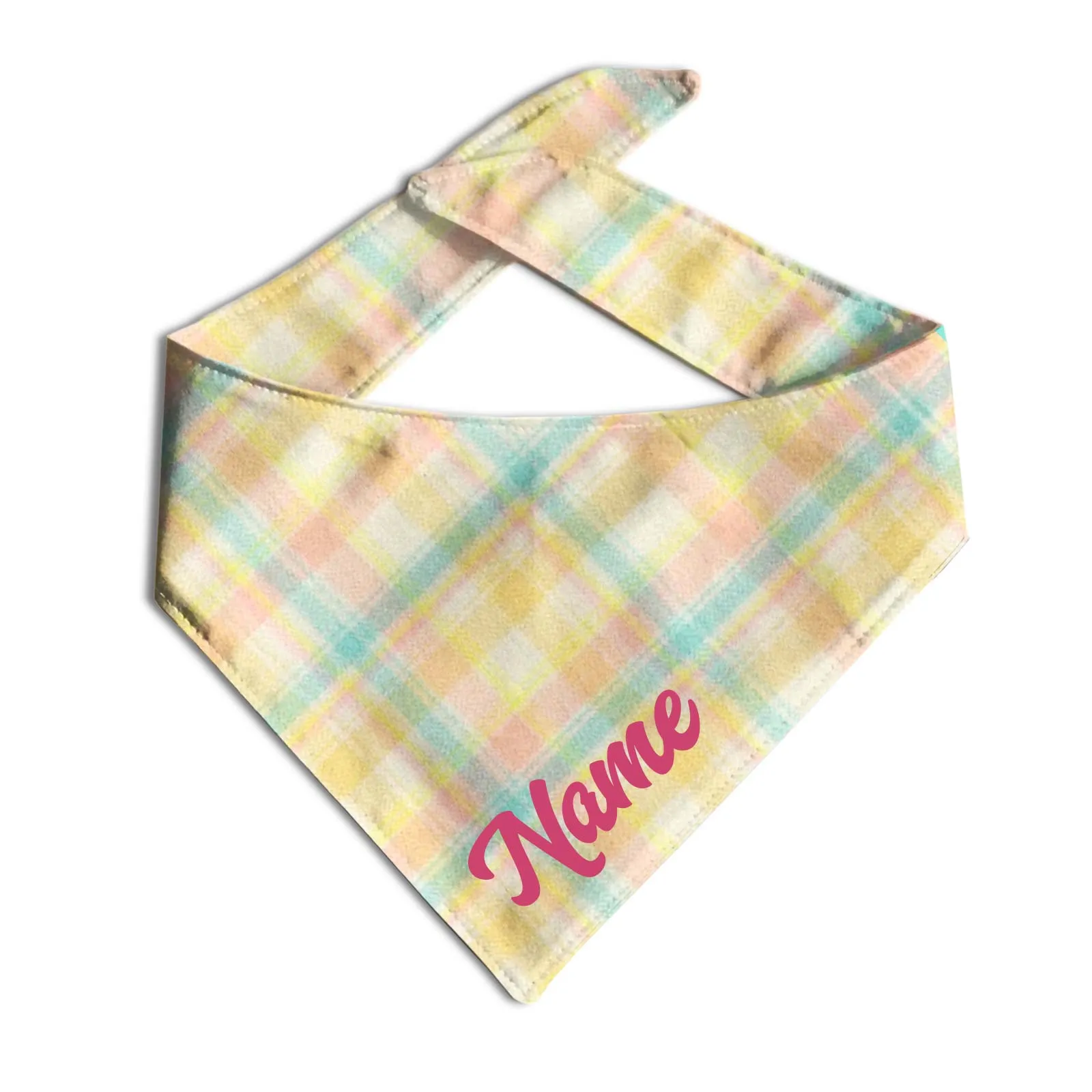 Daffodil Flannel Dog Bandana | Pink Name