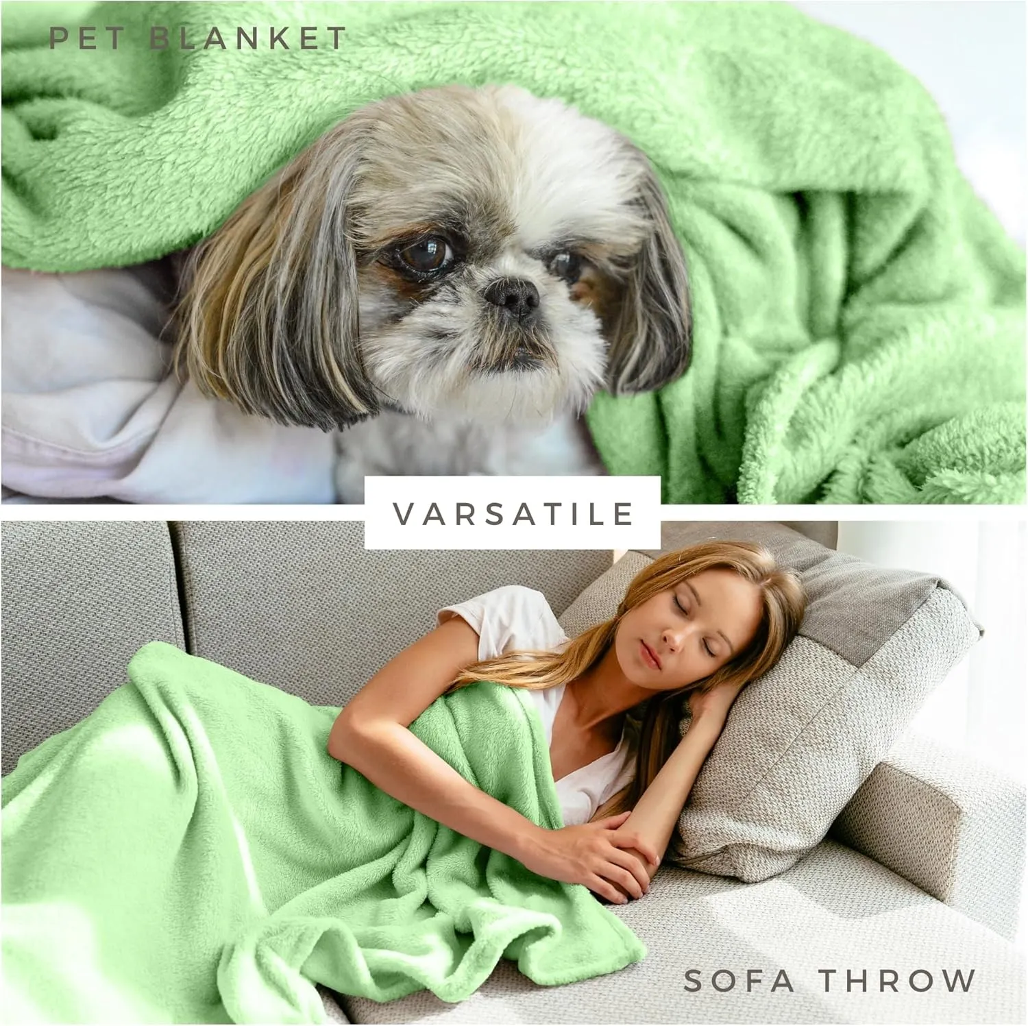 Dog Blanket - Lightweight Breathable Warm Cozy Soft Throw Blanket - Olive Green - 30x40 Inches