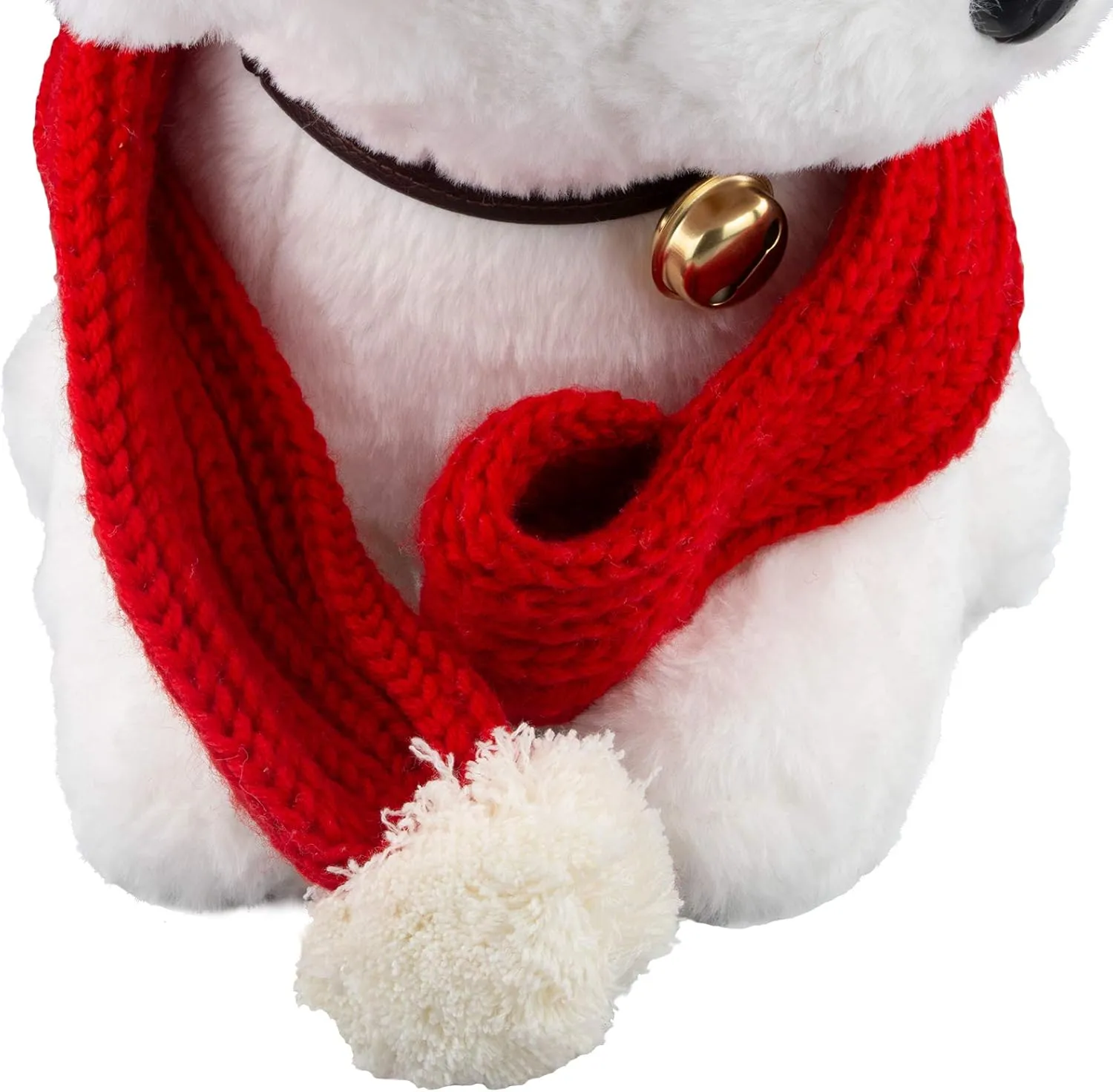 Dog Christmas Knitted Scarf Red Knit Scarves with Fuzzy Pompom Neck Warmer Bandana Xmas Holiday Winter Pet Puppy Cat Costume (S)