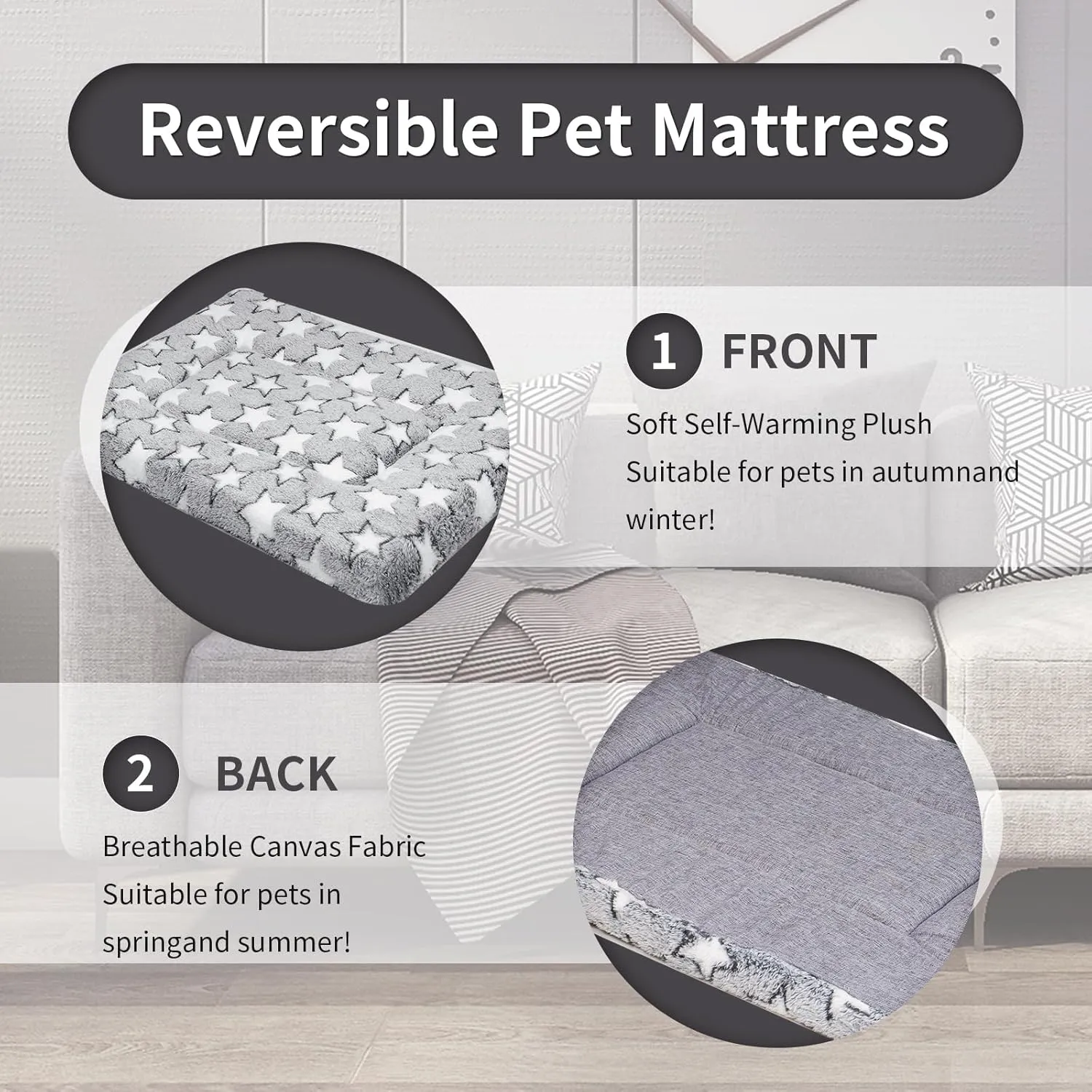 Dog Crate Mats Bed for Small Dogs, 24x16 Inch Short Plush Pet Mat, 1.6-inch Thick Thin Kennel Pad, Machine Washable Ideal for 24-Inch Dog Crates