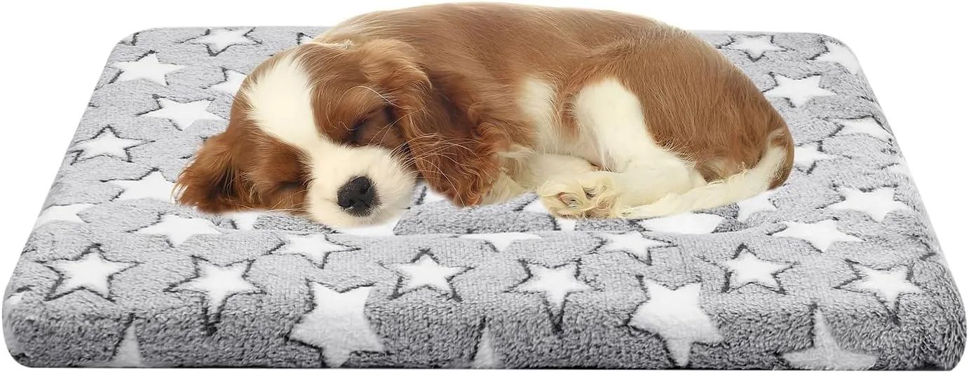 Dog Crate Mats Bed for Small Dogs, 24x16 Inch Short Plush Pet Mat, 1.6-inch Thick Thin Kennel Pad, Machine Washable Ideal for 24-Inch Dog Crates
