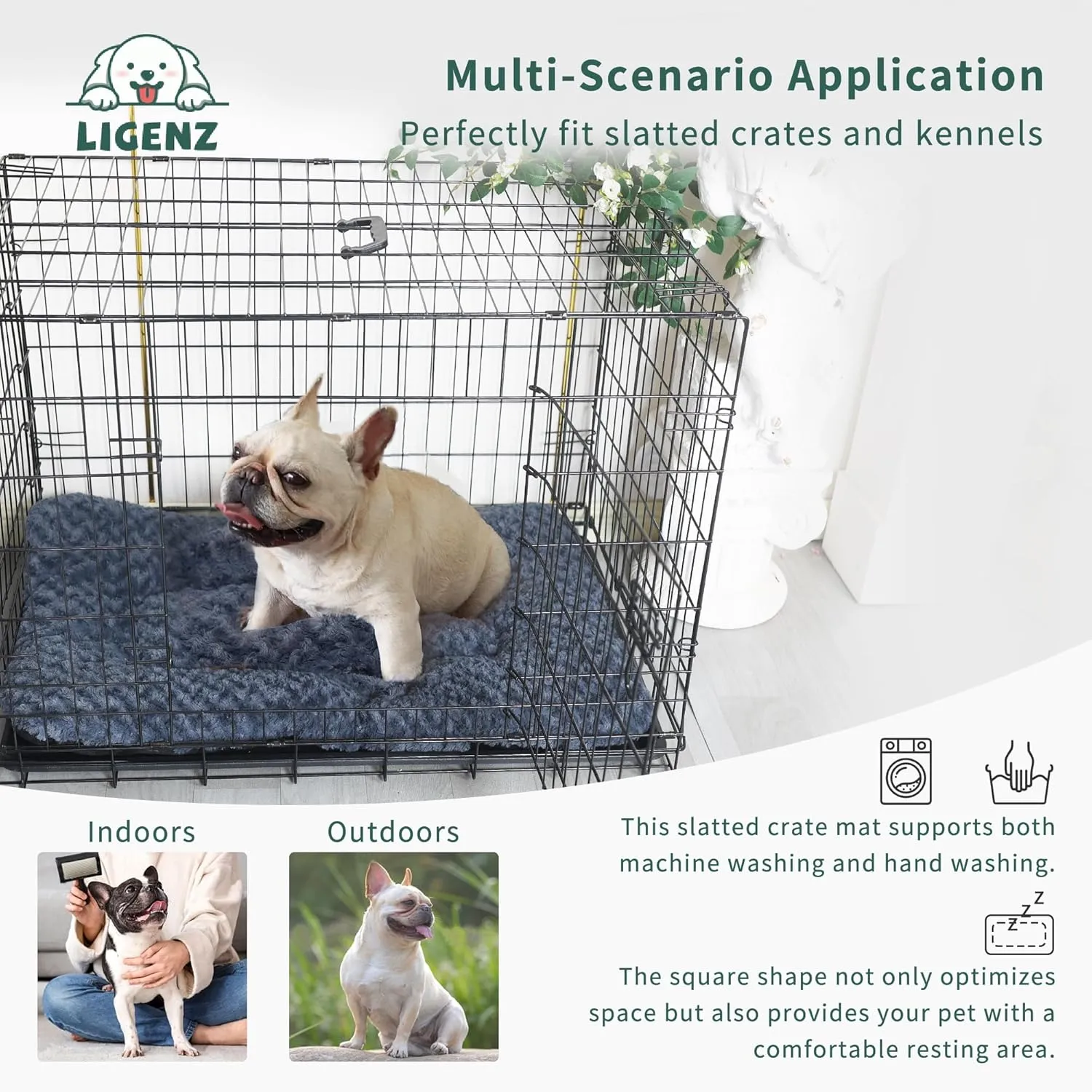 Dog Crate Pad Dog Bed Mat for Medium Dogs Washable Pet Kennel Pad for 30 inch Cage Ultra Soft Flat Puppy Mattress Cat Kitten Cushion for Cozy Sleeping Anti-Slip Grey 29 x 18