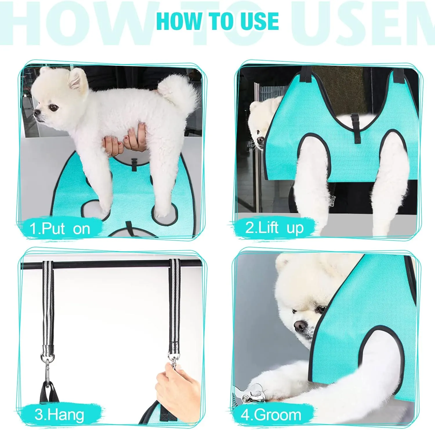 Dog Grooming Hammock - Upgrade Pet Grooming Harness for Nail Trimming (M 40lb), Dog Sling for Nail Clipping, Dog Hanging Holder Hanger for Cutting Nail with Nail Clippers