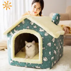 Dog House Kennel Soft Pet Bed Tent
