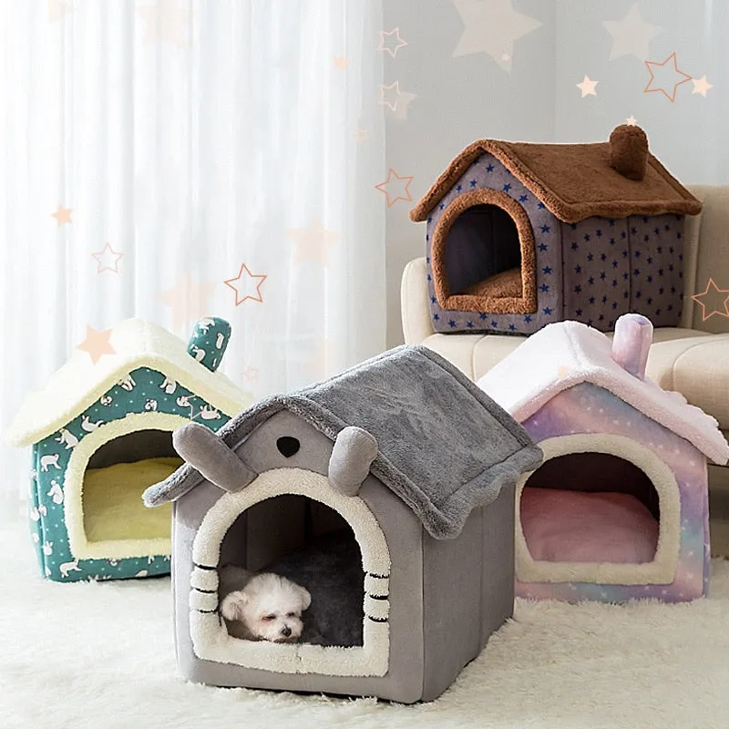 Dog House Kennel Soft Pet Bed Tent