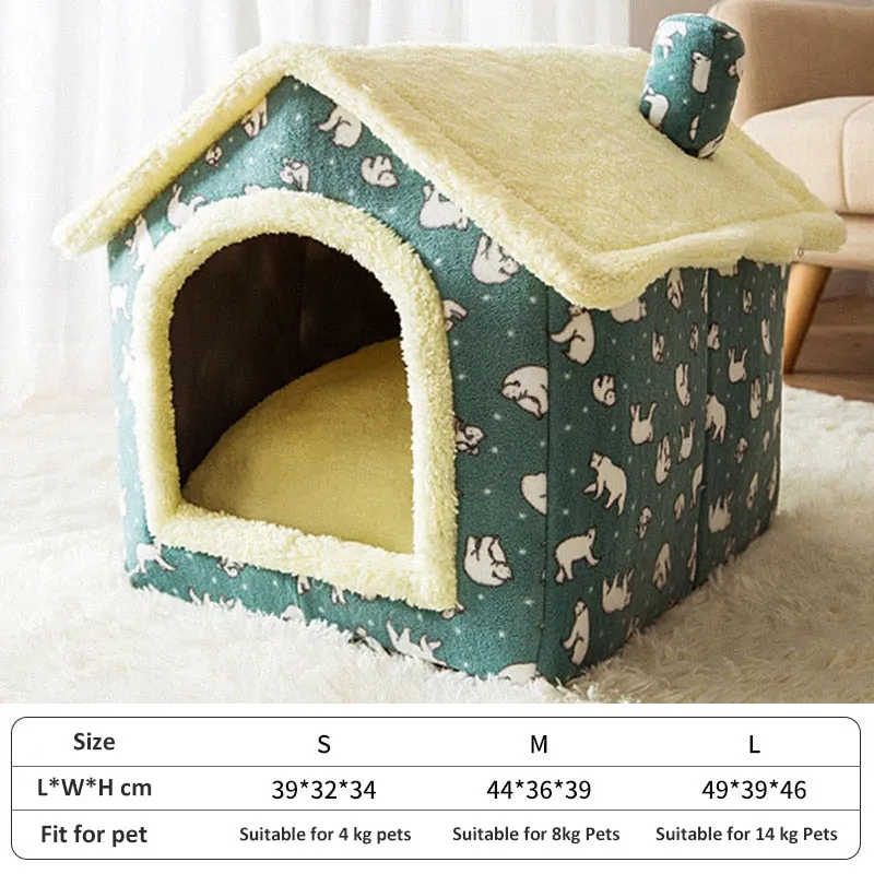 Dog House Kennel Soft Pet Bed Tent