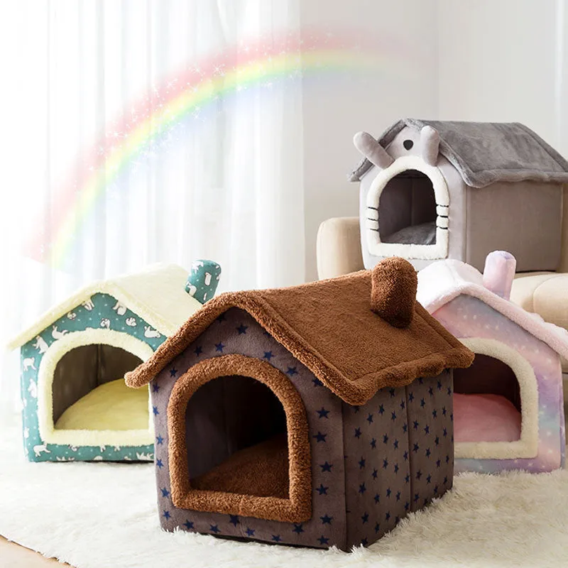 Dog House Kennel Soft Pet Bed Tent