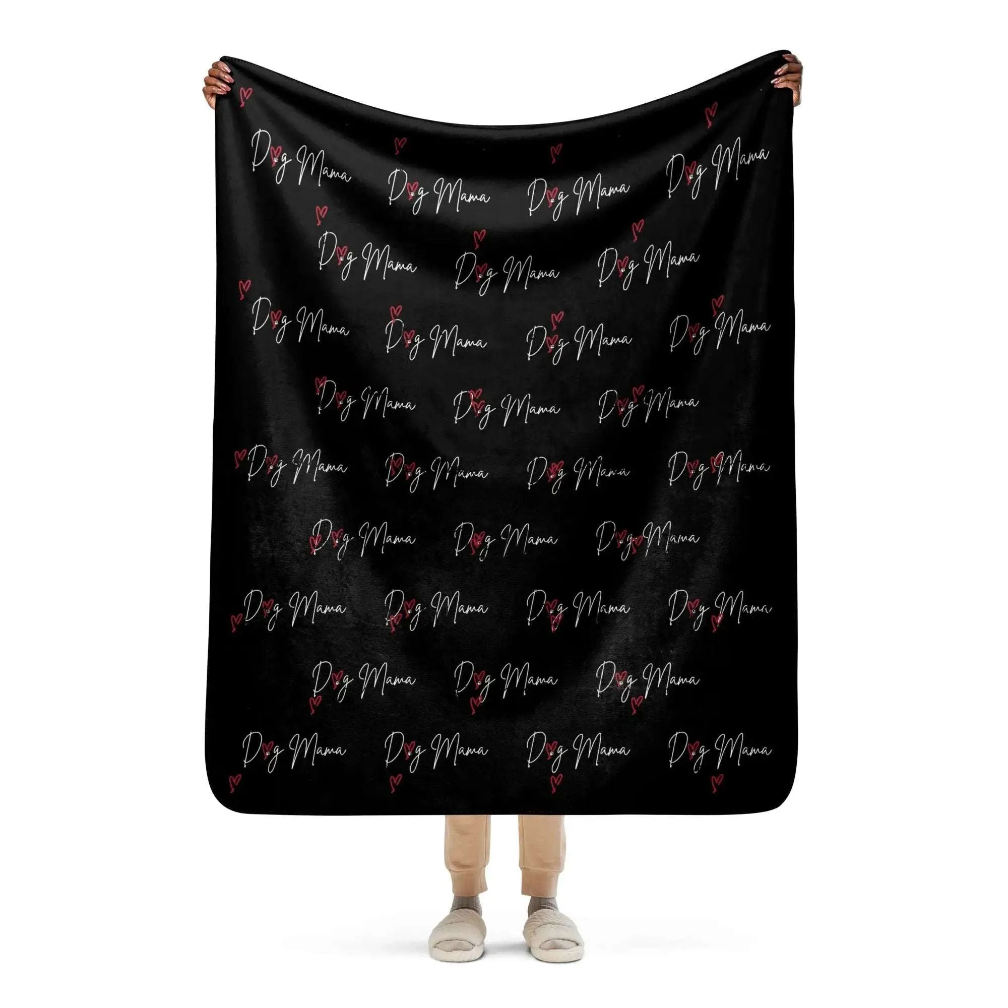 DOG MAMA Stylized Sherpa Blanket| Black or White