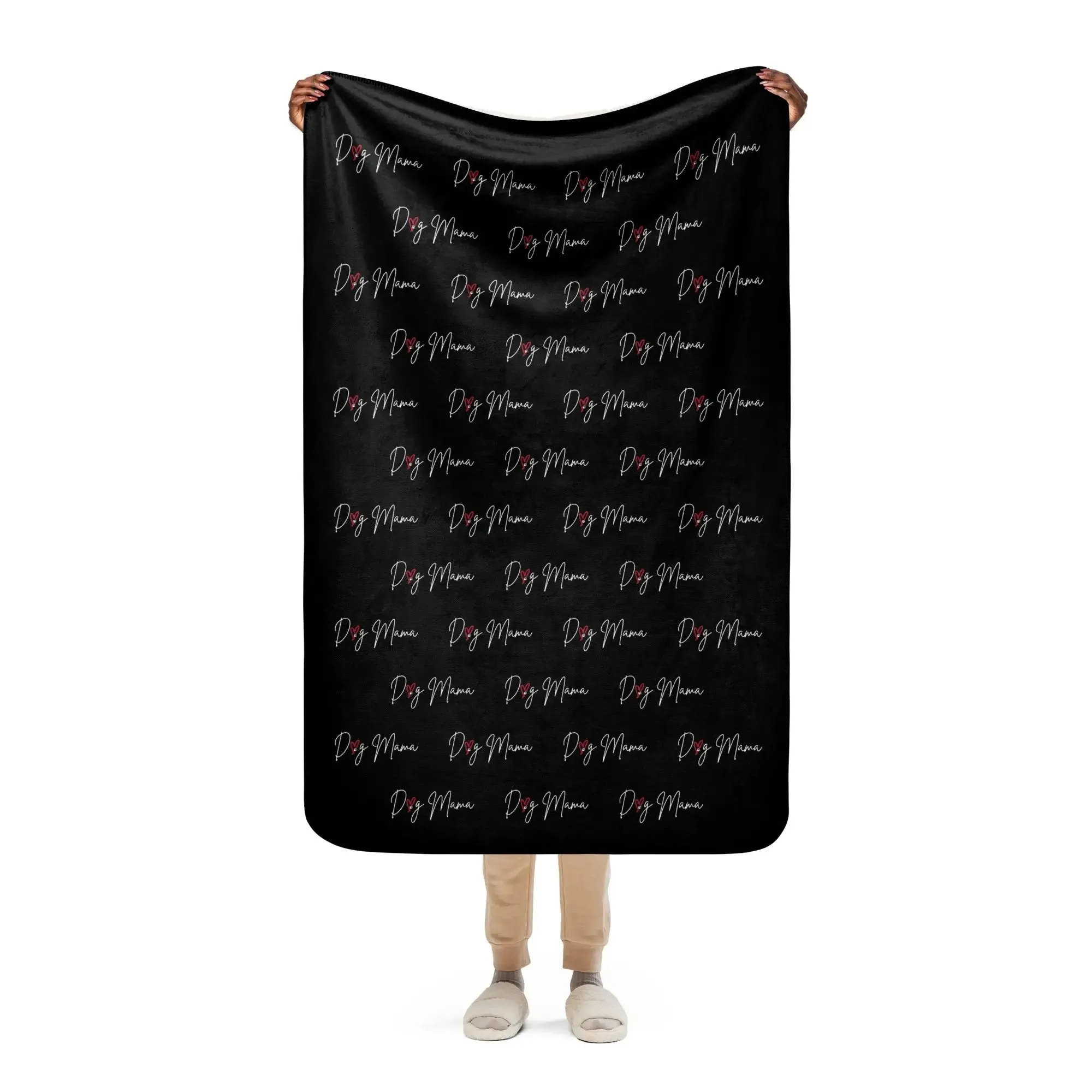 DOG MAMA Stylized Sherpa Blanket| Black or White