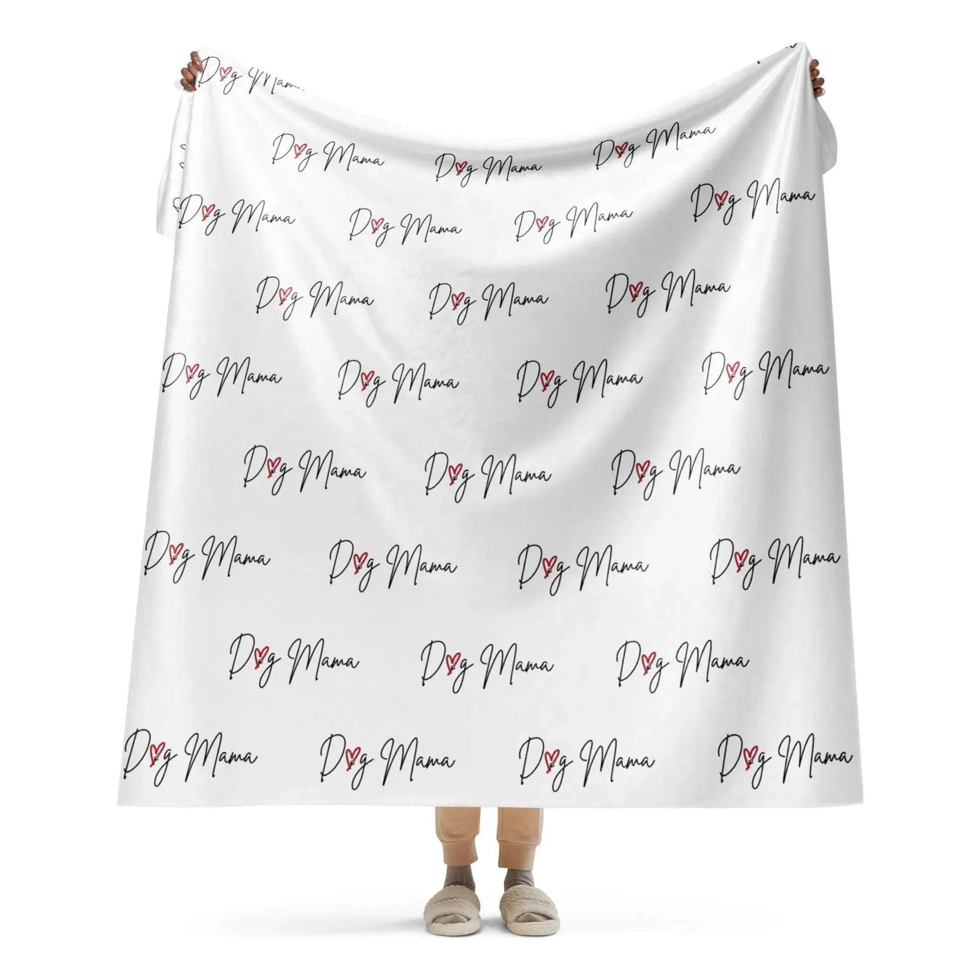 DOG MAMA Stylized Sherpa Blanket| Black or White