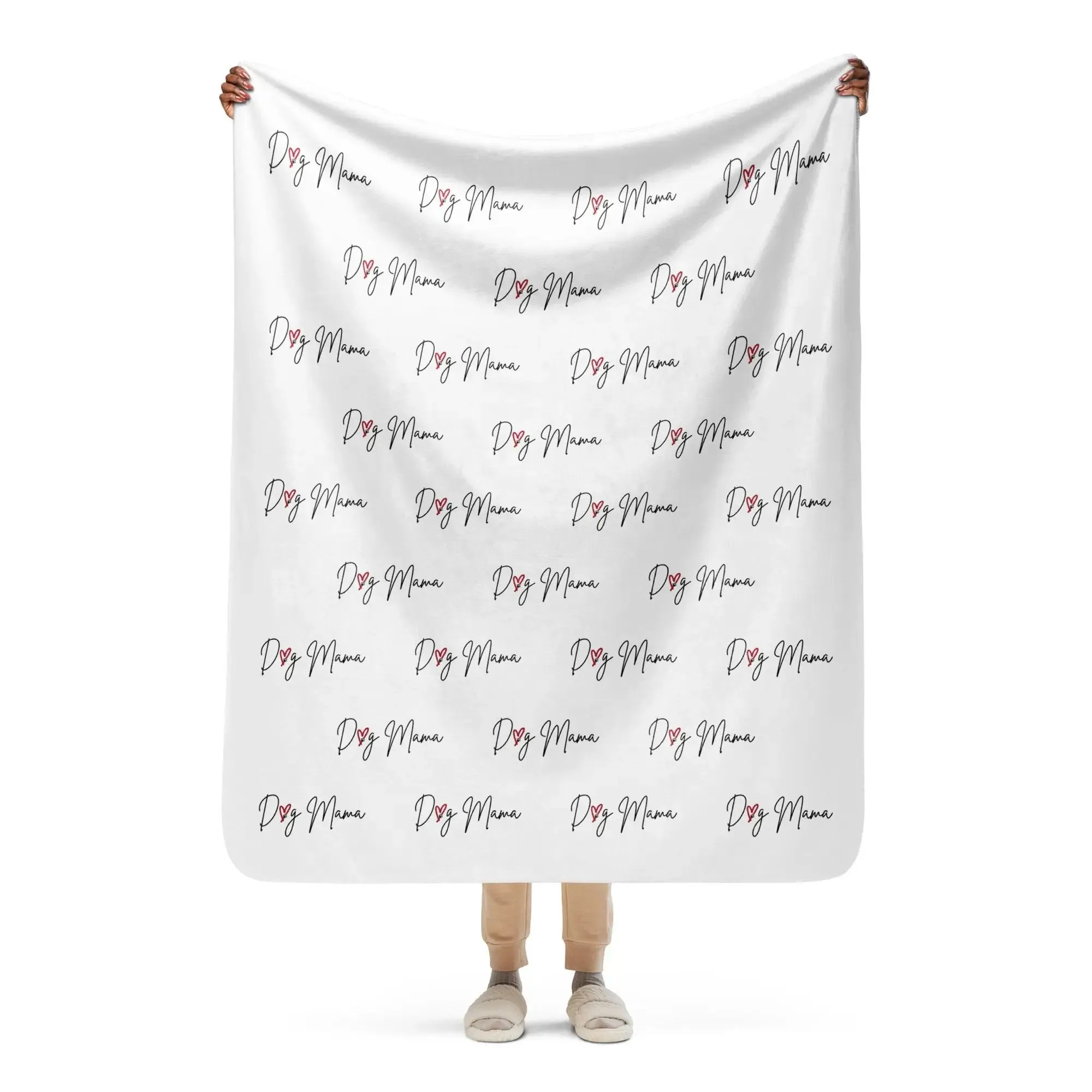 DOG MAMA Stylized Sherpa Blanket| Black or White