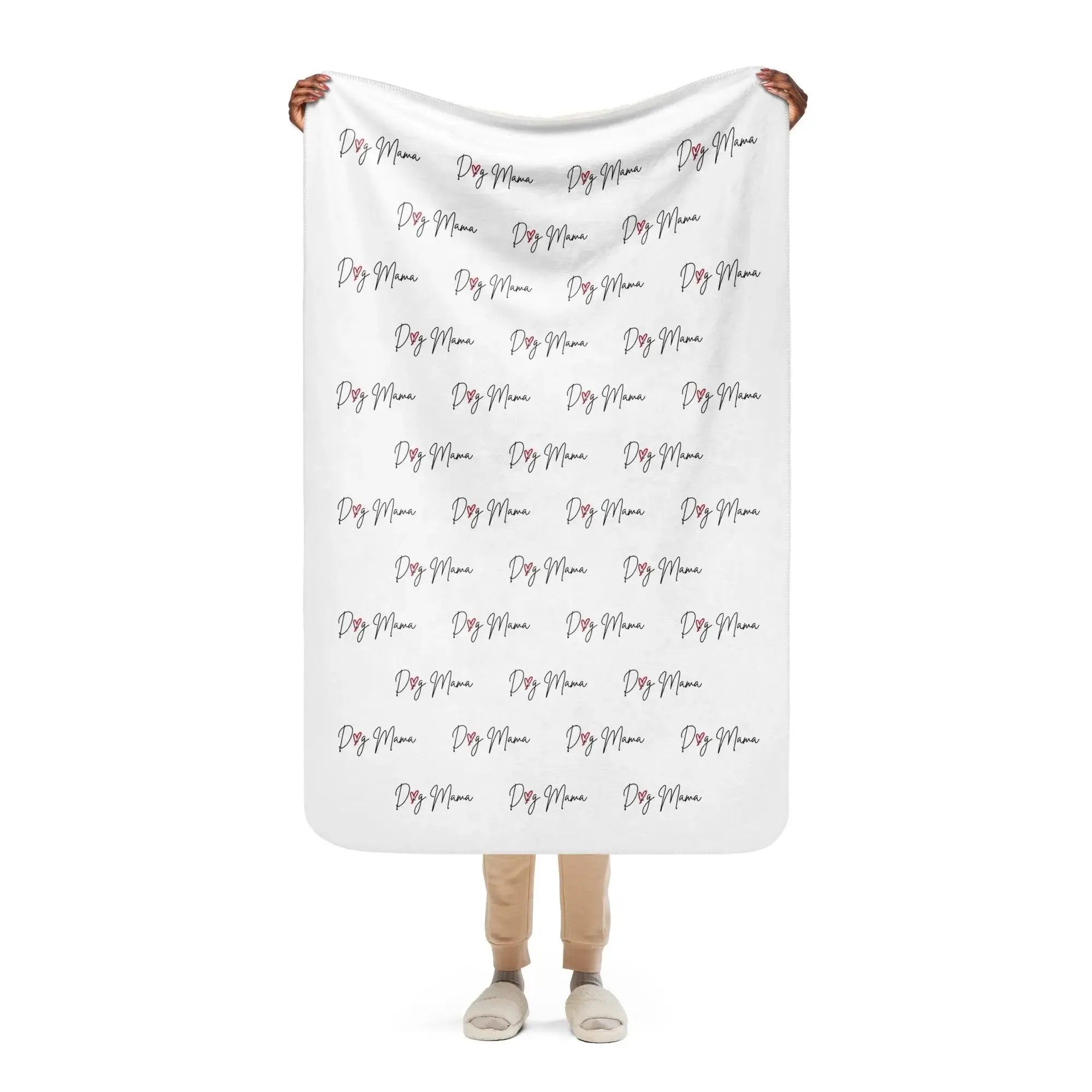 DOG MAMA Stylized Sherpa Blanket| Black or White