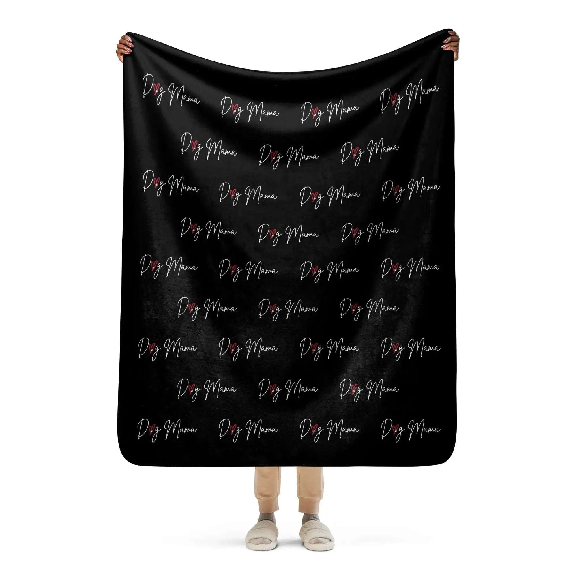 DOG MAMA Stylized Sherpa Blanket| Black or White