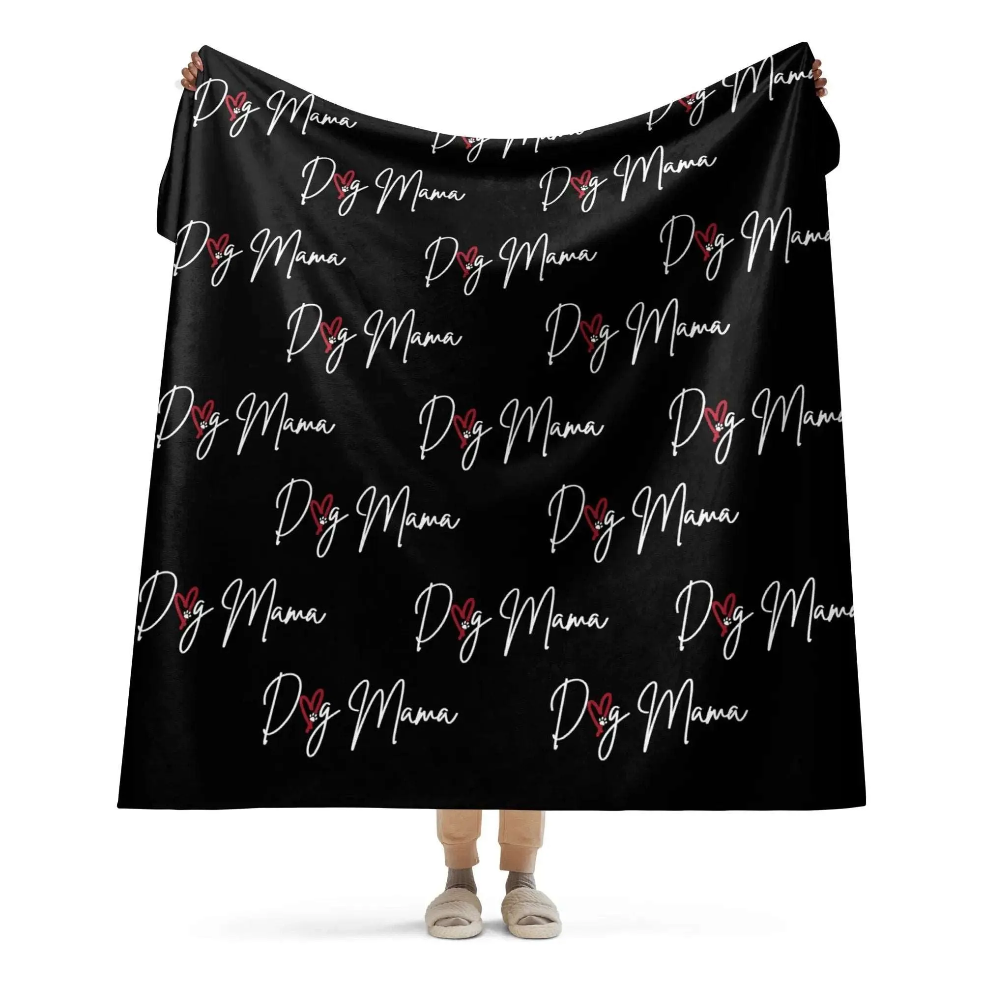 DOG MAMA Stylized Sherpa Blanket| Black or White