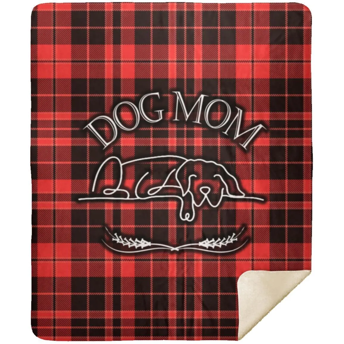 Dog Mom Red Checkered Plaid Pattern Cozy Winter Premium Sherpa Blanket