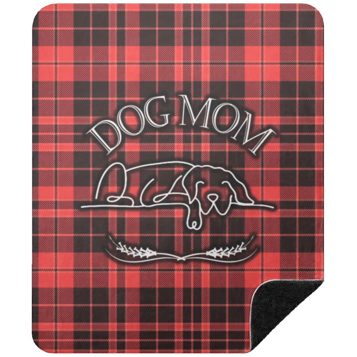 Dog Mom Red Checkered Plaid Pattern Cozy Winter Premium Sherpa Blanket