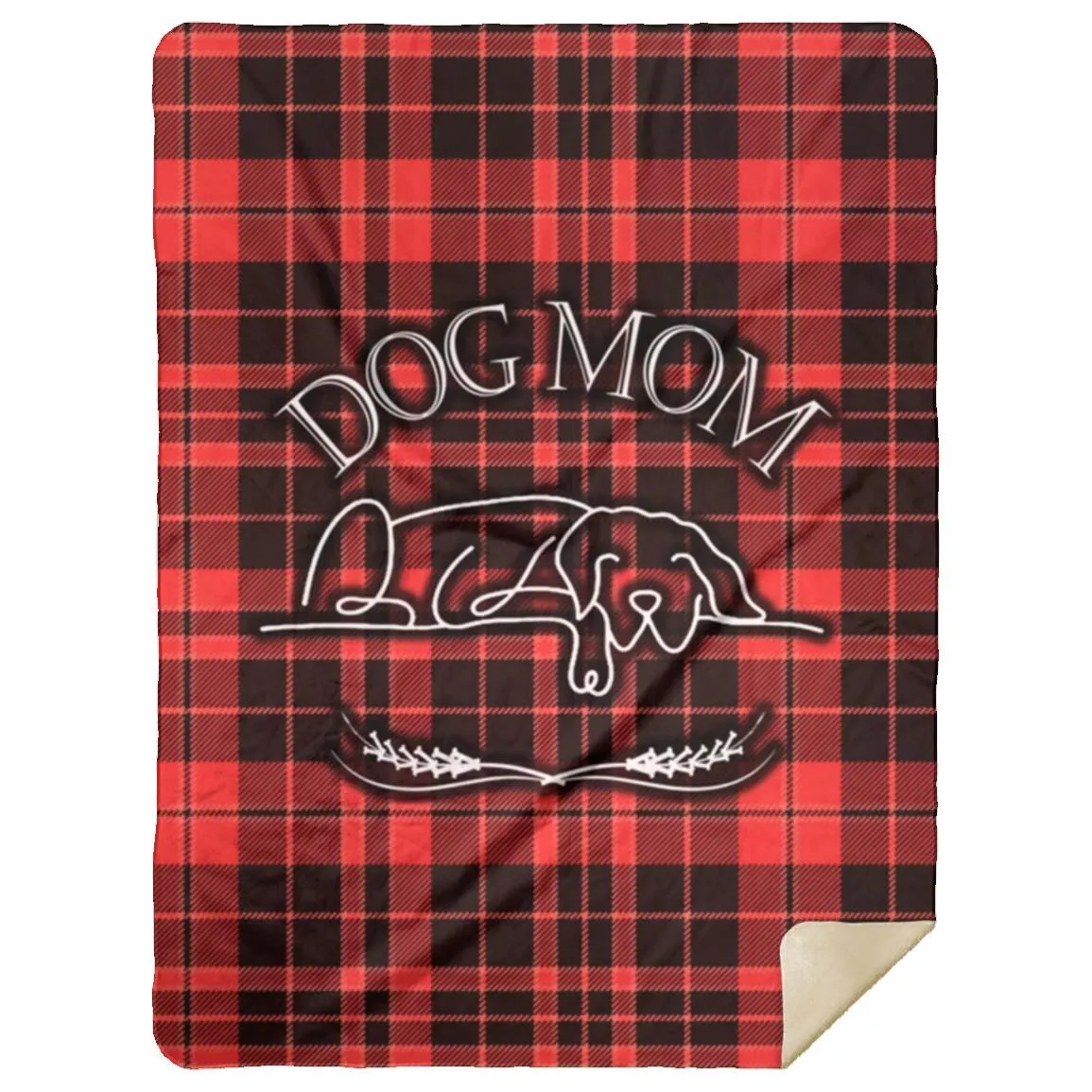 Dog Mom Red Checkered Plaid Pattern Cozy Winter Premium Sherpa Blanket