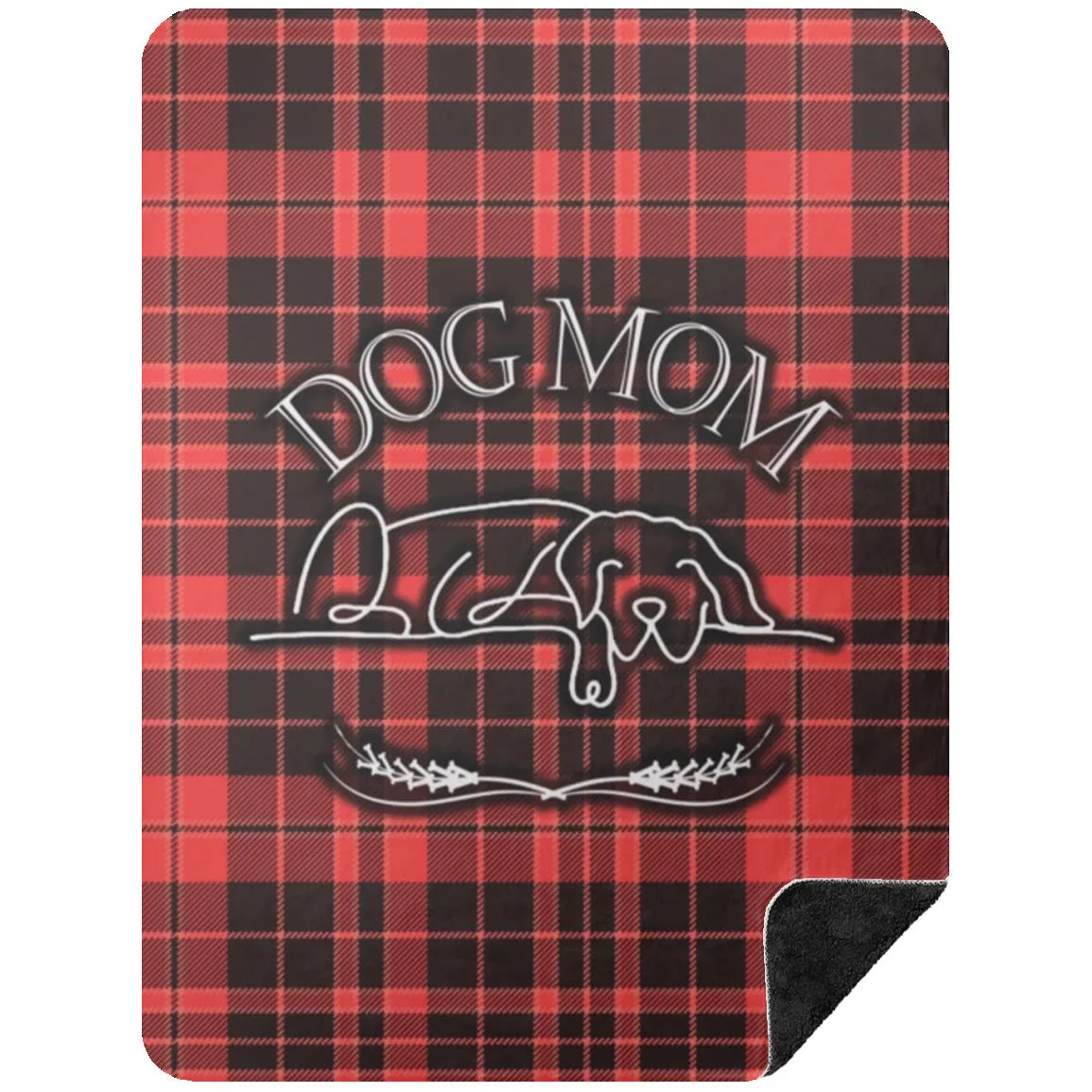 Dog Mom Red Checkered Plaid Pattern Cozy Winter Premium Sherpa Blanket