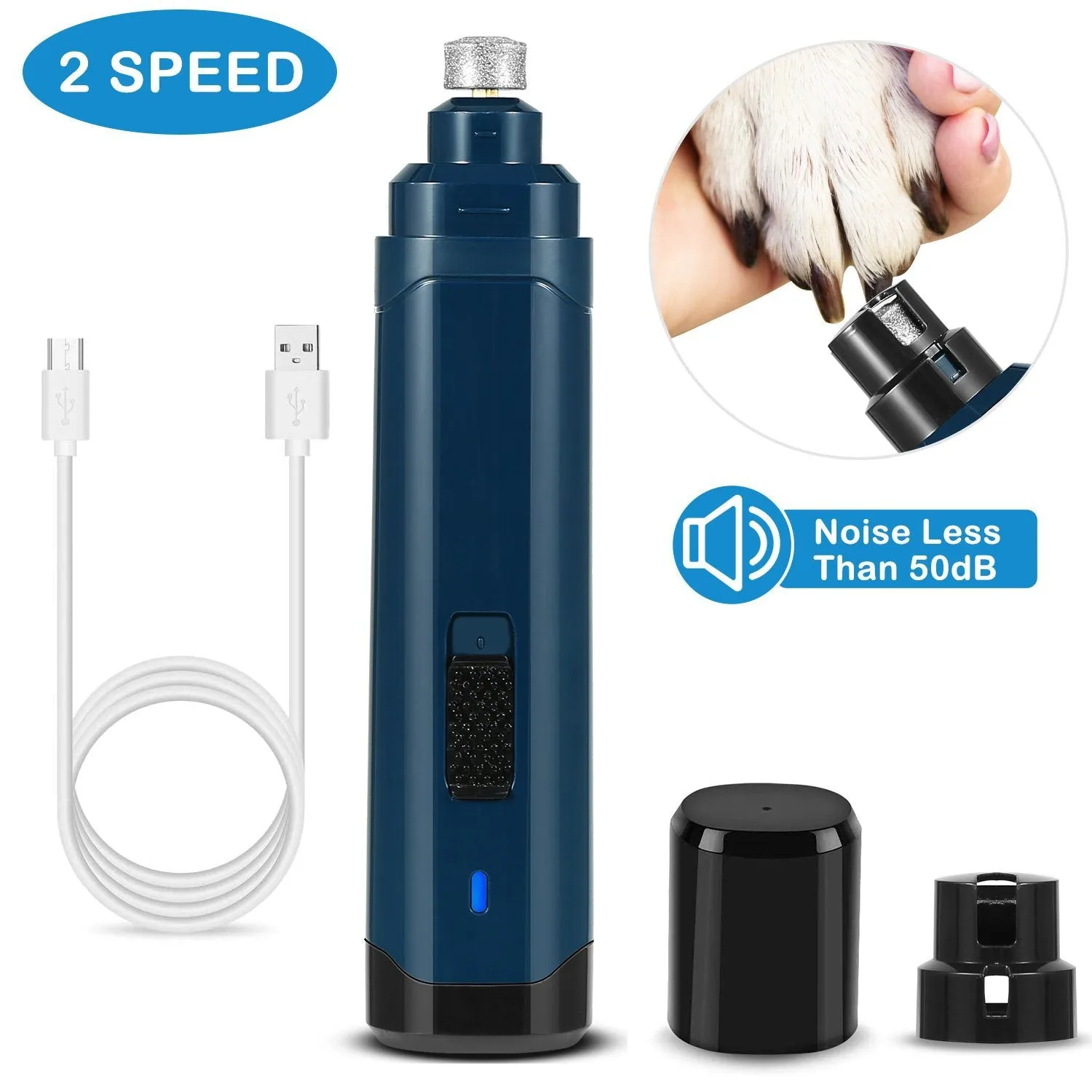 Dog Nail Grinder 2 Speeds Quiet USB Rechargeable